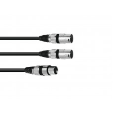 OMNITRONIC Adapterkabel XLR(F)/2xXLR(M) 3m sw