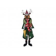 EUROPALMS Rentier mit Mantel, Metall, 155cm, grün