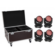 EUROLITE Set 4x LED TMH-X4 Moving-Head Wash Zoom + EU Case mit Rollen
