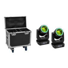 EUROLITE Set 2x LED TMH-B120 Hypno Moving-Head Beam + Flightcase mit Rollen